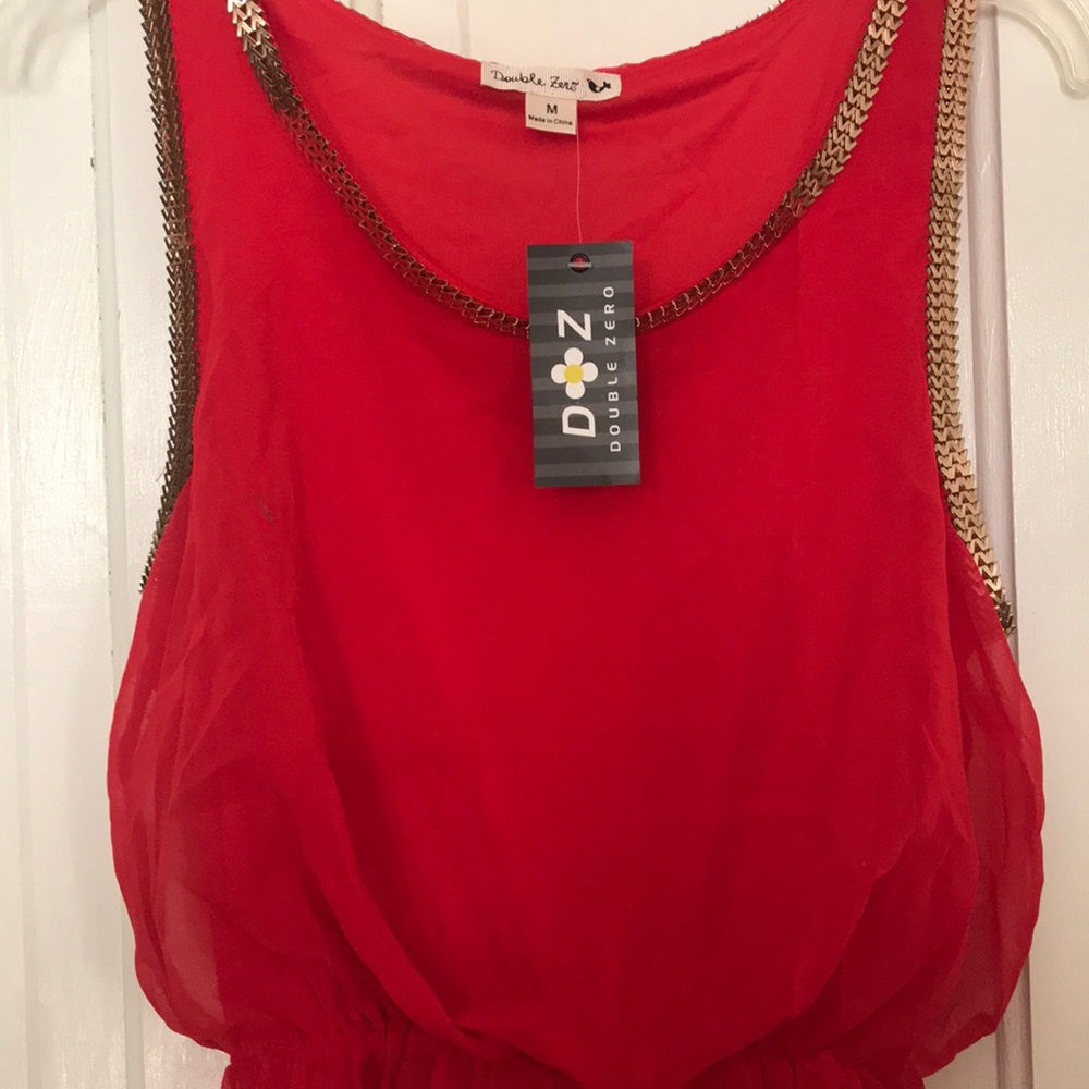 2/$12 Dresses! ❤️💃 NWT Maxi Dress Red & Gold Hi-Low Hem Sz M - Picture 11 of 11